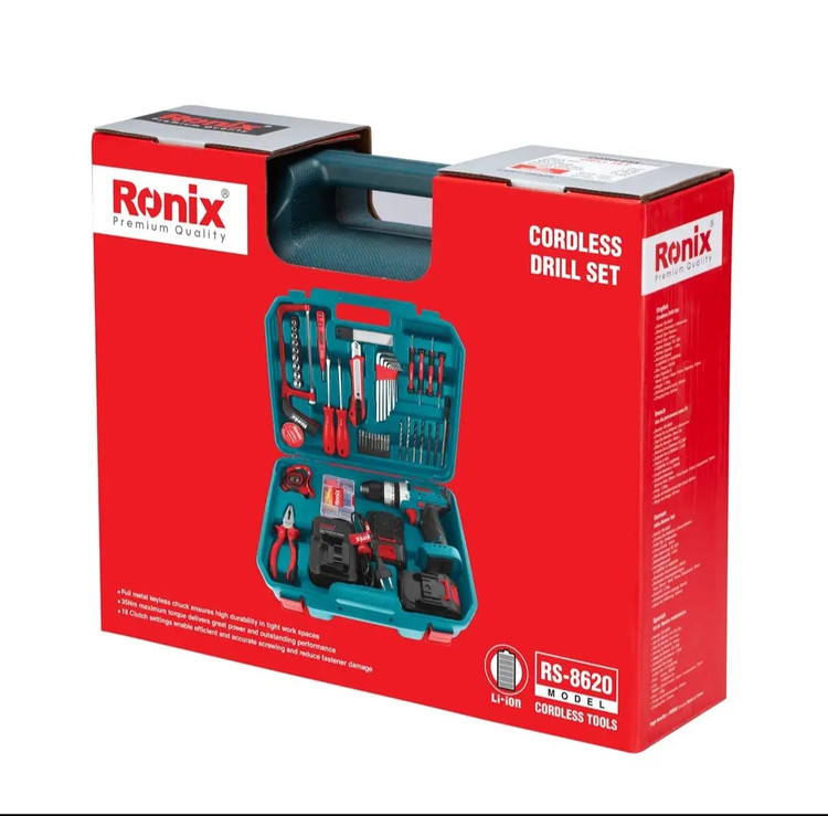 کیت دریل شارژی 20 ولت 53 پارچه رونیکس مدل RS-8620